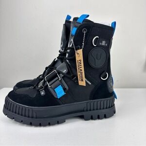 Palladium PALLASHOCK X Destiny Witch Queen Combat‎ Boots Black Blue NWT 6.5
